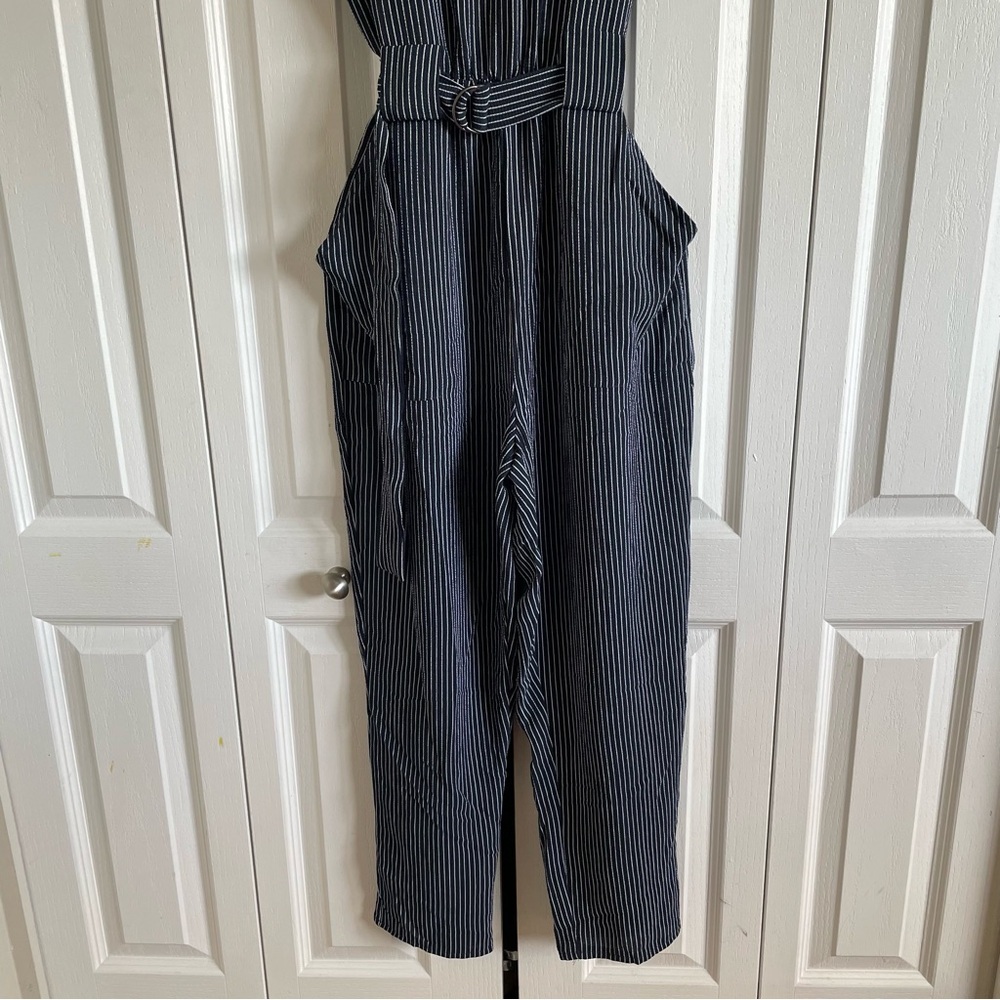 Cotton On Stripe Sleeveless Jumpsuit Womens S Navy White Lightweight Boho Casual - Picture 5 of 14